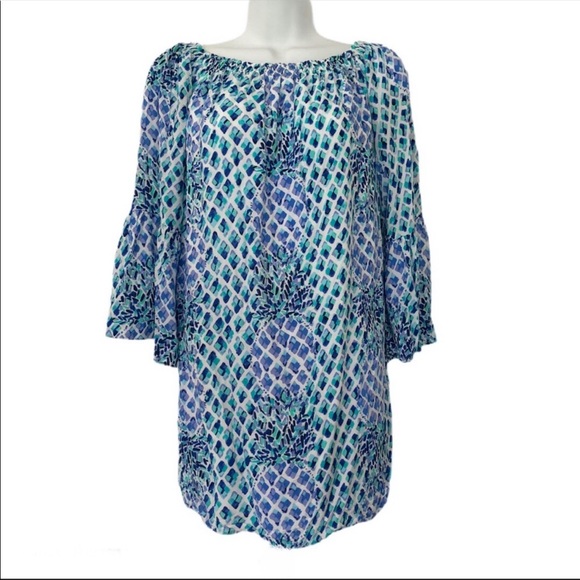 LILLY PULITZER Nevie Dress Off Shoulder Pineapple - Picture 2 of 3